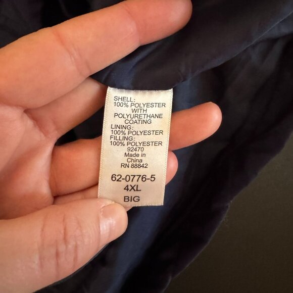 Boulder Creek Men's Navy Blue Lightweight Quilted Jacket, Corduroy Accents, 4XL - Picture 7 of 11